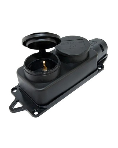 Розетка двухместная 2Р+РЕ 16А 250В IP44 (SQ0612-0010). Розетка двухместная с заглушками каучук. TDM ЕLECTRIC в Саранске