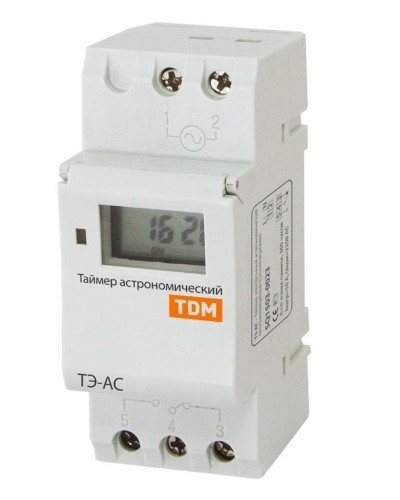 ТЭ-АС-1мин/24ч-8on/off-16А-DIN (астрономический) TDM (SQ1503-0023). Таймер электронный. TDM ЕLECTRIC в Саранске