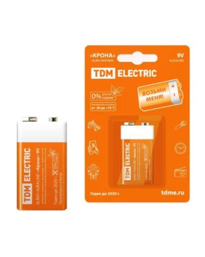 6LR61 Крона 9V BP-1 TDM (SQ1702-0013). Элемент питания. TDM ЕLECTRIC в Саранске