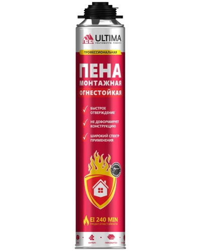 Пена огнестойкая ULTIMA PRO, 750 мл. Пена монтажная профессиональная. ULTIMA в Саранске