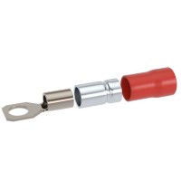 Наконечник НКИ 0,25-1,5 М6 (D6,4мм) с отверстием под винт (100 шт) (2A6P-DS-PVC). Наконечник с отверстием под винт и изолированным фланцем ПВХ, двойная гильза. ДКС