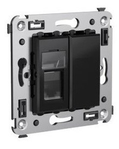 Розетка RJ-45 в стену Avanti одинарная черный квадрат (4402463). Розетка компьютерная. ДКС в Саранске