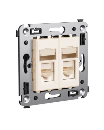 Розетка RJ-45 Avanti в стену двойная экранированная ванильная дымка (4405364). Розетка. ДКС в Саранске