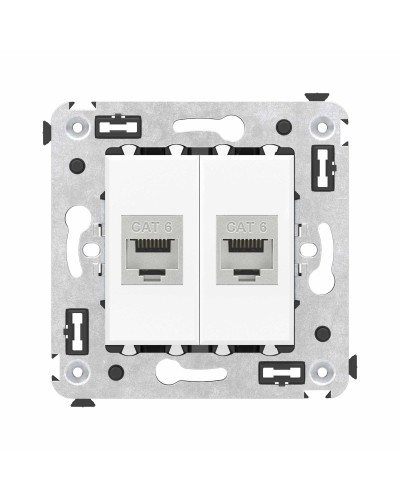 Розетка RJ-45 в стену, кат.6E, Avanti, двойная, белое облако (4400794). Розетка компьютерная модульная. ДКС в Саранске