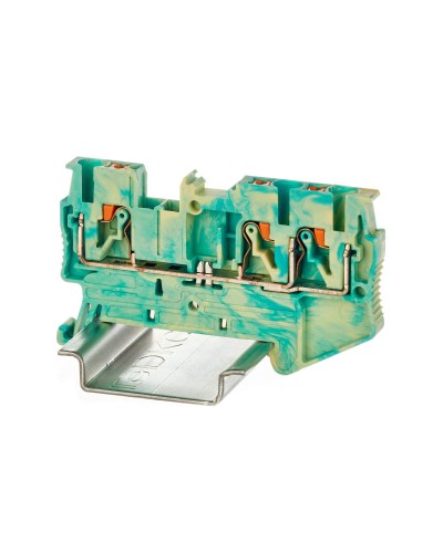 Клемма заземления, 3 точки подключения, 2.5 кв.мм (VPR-2.5-TWIN-PE-YG). Клемма заземления, зажим push-in. ДКС в Саранске