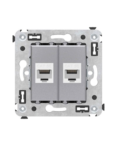 Розетка RJ-45 в стену, кат.5E, Avanti, двойная, закаленная сталь (4404664). Розетка компьютерная. ДКС в Саранске
