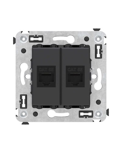 Розетка RJ-45 в стену, кат.5E, Avanti, двойная, черный матовый (4412664). Розетка компьютерная. ДКС в Саранске