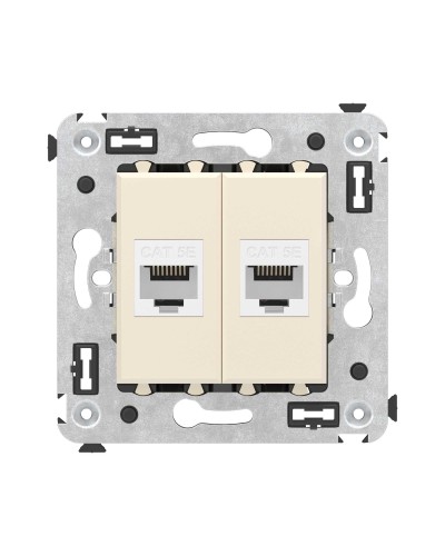Розетка RJ-45 в стену, кат.5E, Avanti, двойная, ванильная дымка (4405664). Розетка компьютерная. ДКС в Саранске