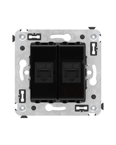 Розетка RJ-45 в стену, кат.5E, Avanti, двойная, черный квадрат (4402664). Розетка компьютерная. ДКС в Саранске