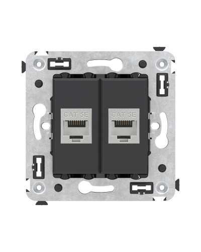 Розетка RJ-45 в стену, кат.6E, Avanti, двойная, черная матовая (4412764). Розетка компьютерная. ДКС в Саранске