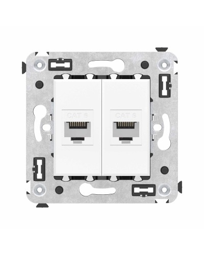 Розетка RJ-45 в стену, кат.6E, Avanti, двойная, белое облако (4400694). Розетка компьютерная. ДКС в Саранске