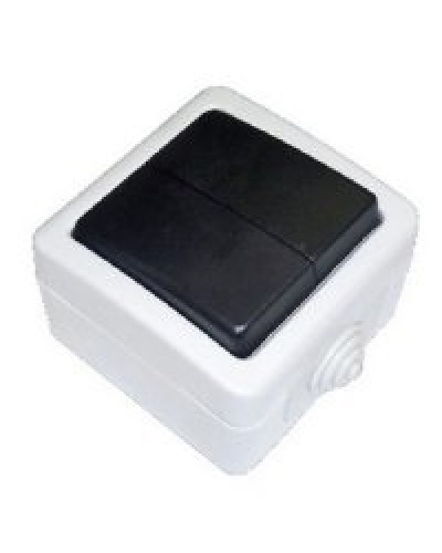 Переключатель двухклавишный 2-полюсный с 2 мест EF602SA, серый, LK Aqua (80006). Переключатель. Экопласт в Саранске