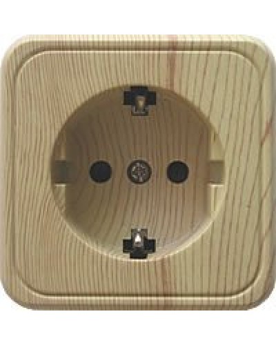 Розетка одинарная открытой установки с з/к, сосна, LK Standard (813225). Розетка с заземляющими контактами и защитными шторками. Экопласт в Саранске
