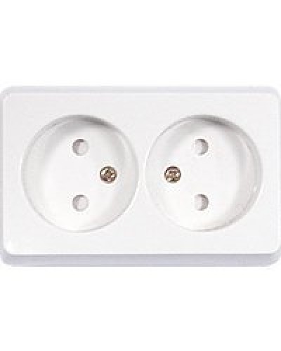 Розетка двойная открытой установки без з/к, белый, LK Standard (813604). Розетка без заземляющих контактов с защитными шторками. Экопласт в Саранске