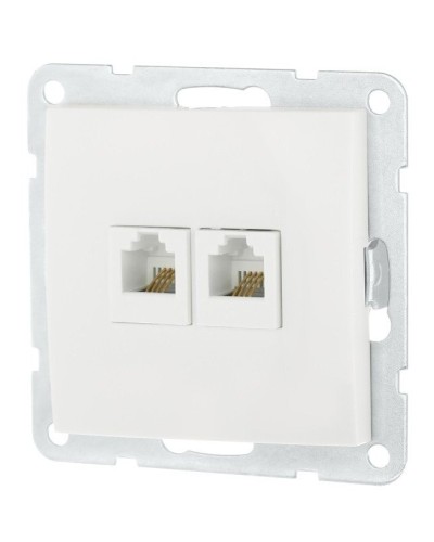 Розетка телефонная двойная 2xRJ-12 с накладкой, белый LK60 (865604-1). Розетка телефонная. Экопласт в Саранске