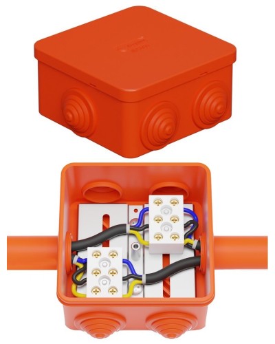 Коробка JBS080 85х85х50, 6 вых., 4P (0,15-10,0 мм²) (43311HF). Коробка монтажная, огнестойкая, без галогена. Экопласт в Саранске