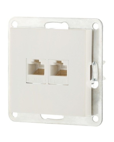 Розетка 2xRJ-45 кат.5е с накладкой, белый LK80 (846204-1). Розетка компьютерная двойная. Экопласт в Саранске