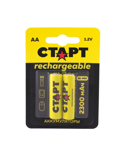 СТАРТ HR6 (AA, 2300 mah), упак. 2 шт. БЛИСТЕР. Перезаряжаемые аккумуляторы. СТАРТ в Саранске