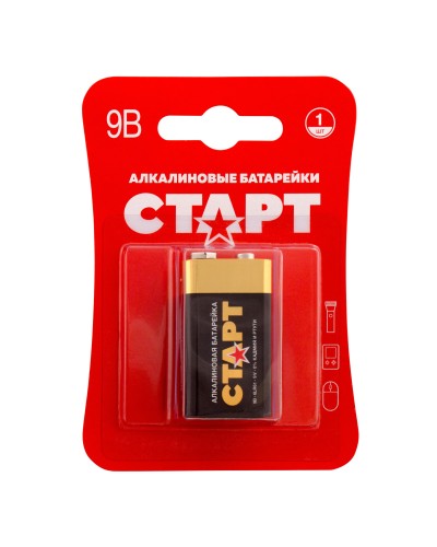 СТАРТ 6LR61-BL1 (9 В, Крона,  6LR61), БЛИСТЕР. Алкалиновая батарейка. СТАРТ в Саранске