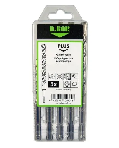 Набор буров SDS-plus V PLUS 5шт, 2-cutting (242030): Набор буров SDS-plus (6х110 мм; 6,8,10,12х160 мм) в Саранске