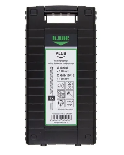Набор буров SDS-plus V PLUS 7шт, 2-cutting (240987). Набор буров SDS-plus (5,6,8х110 мм; 6,8,10,12х160 мм). D.BOR в Саранске