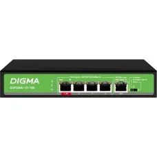 DSP204G-1G-T80 (L2) 5х1Гбит/с 4PoE 4PoE+ 1PoE++ 80W. Коммутатор с питанием по PoE. Digma