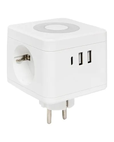 Тройник Куб 2 гнезда 2USB 2,4А+Type C + Ночник. Тройник Куб. EKF в Саранске