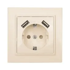 Минск Розетка 1-мест. СП с/з 16А (ERR16-028-200-2USB). Розетка 1-мест. СП с/з 16А. EKF
