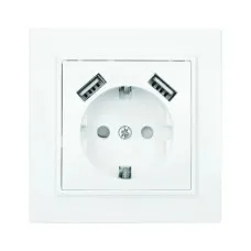 Минск Розетка 1-мест. СП с/з 16А (ERR16-028-100-2USB). Розетка 1-мест. СП с/з 16А. EKF