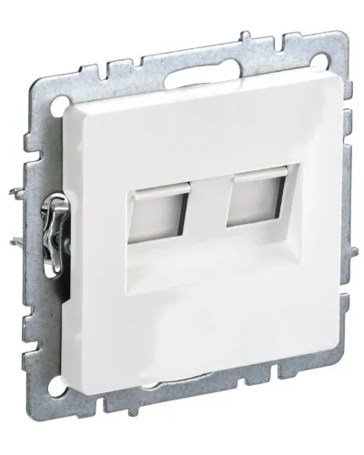 Розетка RJ11+RJ45 РК/Т12-БрБ белая BRITE (BR-KT20-O-1-K01). Розетка двойная. IEK в Саранске