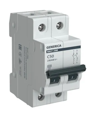GENERICA ВА47-29М 2P C 50А 4,5кА (MVA21-2-050-C-G). Автоматический выключатель. IEK в Саранске