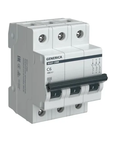 GENERICA ВА47-29М 3P C 6А 4,5кА (MVA21-3-006-C-G). Автоматический выключатель. IEK в Саранске