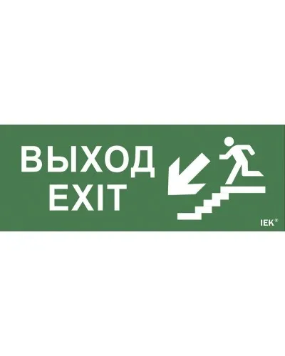 Самоклеящаяся этикетка Выход/лестница вниз/фигура (LPC10-1-24-09-VLVNF). Самоклеящаяся этикетка 240х90 мм. IEK в Саранске