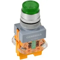 Кнопка D7-11DNZS d=22мм зеленая GENERICA (BBT50-11DNZS-3-11-K06-G). Кнопка управления с подсветкой и фиксацией. IEK