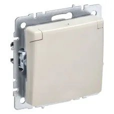 Розетка с з/к РСбш10-3-44-БрКр бежевый BRITE (BR-R16-16-44-K10). Розетка с заземлением с защитными шторками и крышкой. IEK