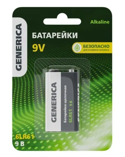 Батарейка Alkaline 6LR61 9V GENERICA (ABT-6LR619V-ST-L02-G). Батарейка щелочная. IEK в Саранске