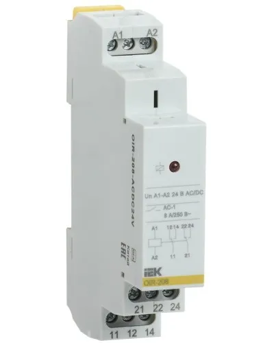 Реле промежуточное модульное OIR 2 контакта 8А 24В AC/DC (OIR-208-ACDC24V). Реле промежуточное модульное. IEK в Саранске