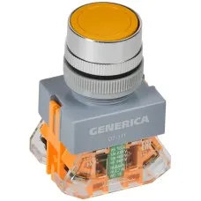 Кнопка D7-11T d=22мм желтая GENERICA (BBT50-11T-3-21-K05-G). Кнопка управления с фиксацией. IEK