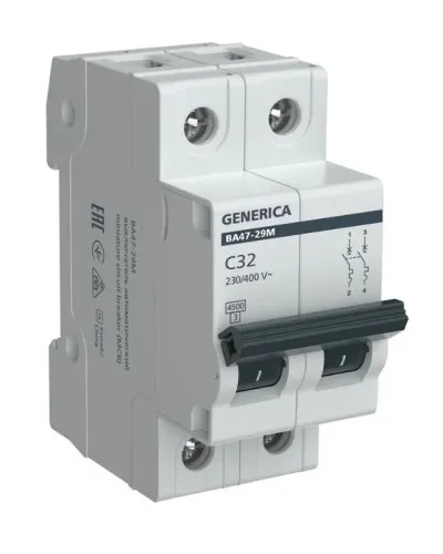 GENERICA ВА47-29М 2P C 32А 4,5кА (MVA21-2-032-C-G). Автоматический выключатель. IEK в Саранске