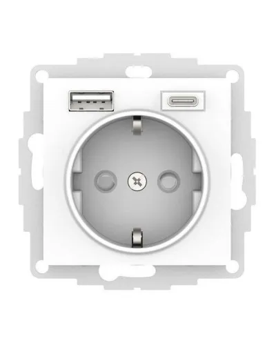 AtlasDesign розетка 1-местная с 2 USB A+C, скрытой установки, механизм, белый (ATN000132). Розетка с USB. Systeme Electric в Саранске