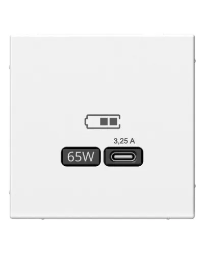 ArtGallery розетка USB тип-С 65Вт высокоскоростной заряд. QC, PD, скрытой установки, механизм, белый (GAL000127). Розетка USB. Systeme Electric в Саранске
