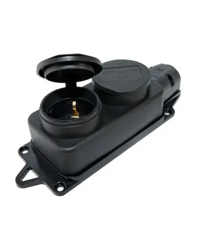 Розетка двухместная 2Р+РЕ 16А 250В IP44 (SQ0612-0037). Розетка двухместная с заглушками каучук. TDM ЕLECTRIC в Саранске
