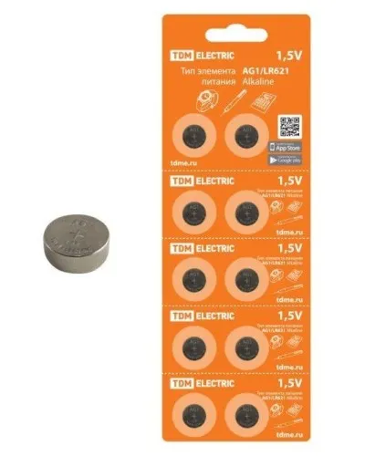 AG1/LR621 Alkaline 1,5V BP-10 TDM (SQ1702-0045). Элемент питания. TDM ЕLECTRIC в Саранске