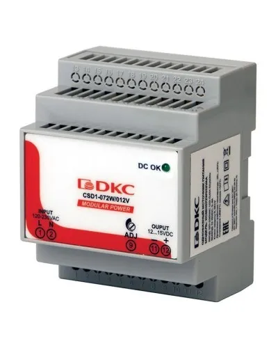 Источник питания однофазный 72Вт, 5А, 12В (XCSD1072W012VAA). Источник питания  MODULAR POWER однофазный. ДКС в Саранске