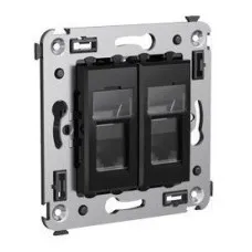 Розетка RJ-45 в стену Avanti двойная черный квадрат (4402294). Розетка компьютерная. ДКС