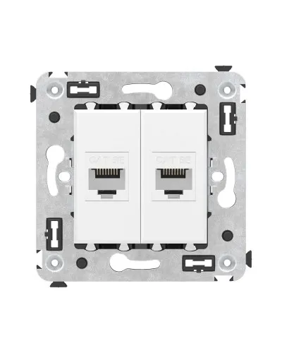 Розетка RJ-45 в стену, кат.5E, Avanti, двойная, белое облако (4400664). Розетка компьютерная. ДКС в Саранске