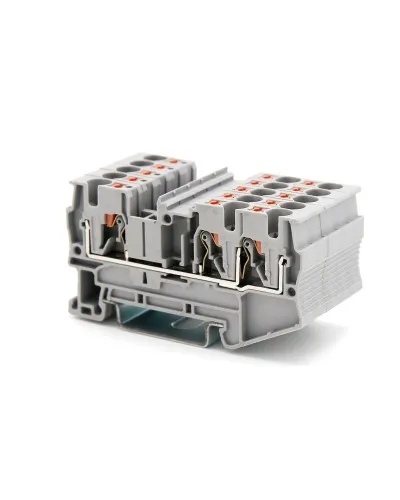 Клемма проходная, зажим push-in, 3 точки подключения, 4 кв.мм, серая (VPR-4-TWIN-GY). Клемма проходная, 2 точки подключения. ДКС в Саранске