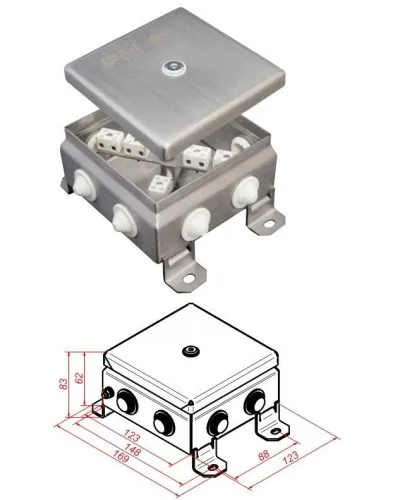 КМ-О (12к)-IP55-1212, 8 вводов, нержавейка: Коробка монтажная огнестойкая в Саранске