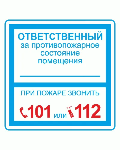 Плёнка (В 02) ответственный за противопожарное состояние (200х200). Пленка. Прочие российские в Саранске