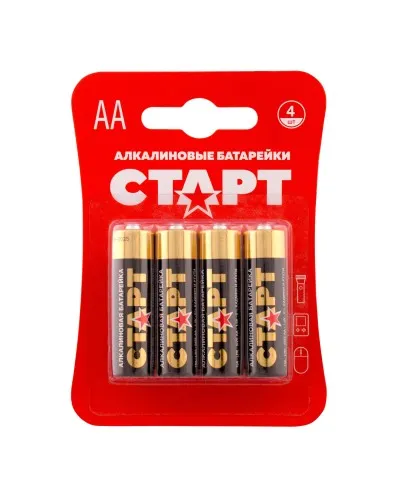СТАРТ LR6-BL4 (1,5 В, AA, LR6), упак. 4 шт. БЛИСТЕР. Алкалиновые батарейки. СТАРТ в Саранске